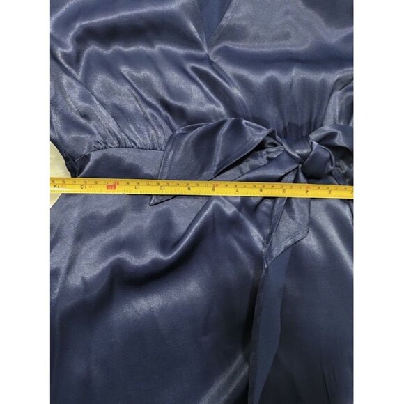 & Other Stories Paris Atelier Blue Satin Wrap Dress Long Sleeve VNeck Tie Waist - Picture 10 of 13